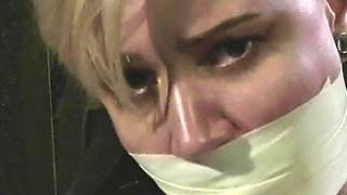 Barefoot Astrid Gets Mummified with White Bandages and Gagged Tightly