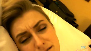 Blonde Model Talks And Masturbates Before Hardcore