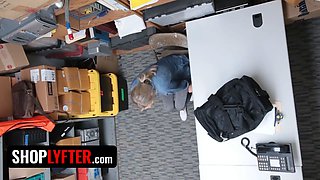 Shoplyfter - thin blonde beauty Emma Hix gives her pussy to security officer to get out of distress
