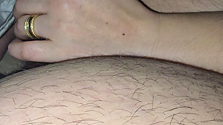 Sexy and hot step mom gives step son a perfect handjob after honeymoon