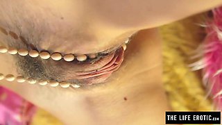 Close Ups Of Puffy Nippled Milf Masturbating Hard On A Balloon