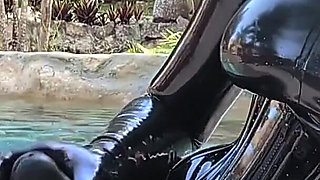 Worship Your Rubber Goddess by the Pool