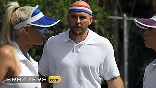 Phoenix Marie & Kelsi Monroe compete for their tennis instructor's dong but they end up sharing it - brazzers