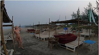 Girl On Public Beach