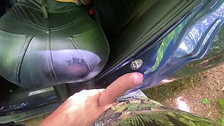 Italian Amateur Couple's Backseat Car Sex After a Mountain W