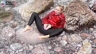 Shiny Pvc Over Neoprene Wet Beach JOI & Play