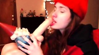 Gnome Blowjob Funny Cam Model's Sex Toy Stunt