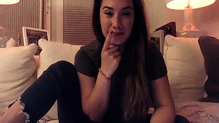 Cute curly brunette solo webcam masturbation