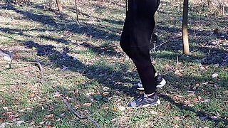 Just a tall girl pissing and flashing outdoors