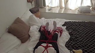 Mz17 - a White-stockinged Nun Bound by a Red Rope, a Nautical Restraint