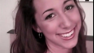 Horny brunette comes home after spring break party to bang an older stud