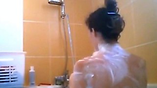 peeping at showering beautiful stepmom