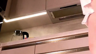 Big Tits Big Ass Hot and Cute Beautiful New Wife Takes Her G-string off to Flash Her Tight Shaved Pussy in the Kitchen