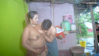 Indian Emi Agent Fucked Stepmother and Step Daughter Together Outside the House in Exchange for Emi