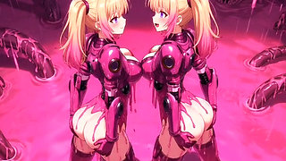 Two blonde anime girls in slime