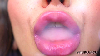 Wet Violet Glossy Kiss Close up