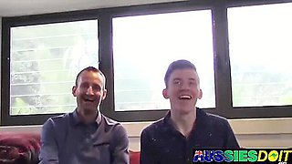 Aussie Twink Pandora Strokes His Cock While Dilf Mason Hammers Deep Into His Ass