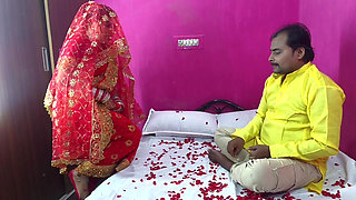 Newly Married Indian First Night Sex and Romance Video, Boobs Press Removal Saree Blouse