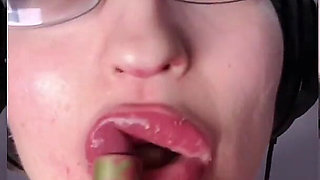 Asmr Paprika Pepper Eating - Asmr, Eye Glasses, Gianess, Lipstick, Big Lips, Mouth, Food, Face Fetish, Long Nails