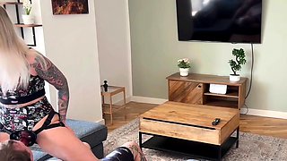 Solo blonde wam fetish enema toyed with anal dildo