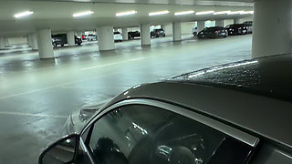 Risky Car Sex in Public Parking Garage - Started with Handjob, Ended Doggy!