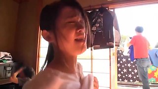 Japanese housewife is often getting banged by neighbors, while her husband is in his office