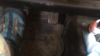 I Press the Gas and Brake Pedals in Car