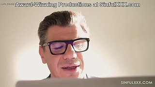 Denis Marti & Karina King Romantic Sex - Big Tit Milf No Panties at Work Blowjob & Doggystyle
