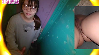 Fragile Heiress Heat as the Natural Rich Beauty Offers Warm Mouth Support Inside a Risky Temporary Booth