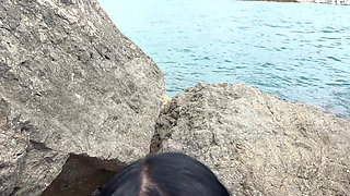 I Go with My Stepbrother to Spend the Day at the Beach and We End up Fucking Between the Rocks