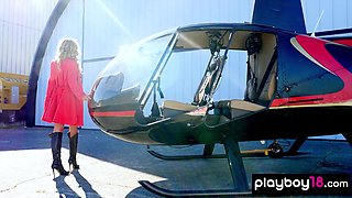 Raunchy 18yo girl pilot posing nude in her copter