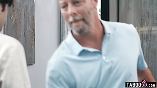 Cheating mature stepmom almost caught