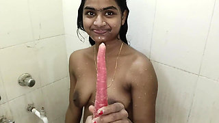 Session 08, Desi Indian Wife Carrot Fingering Her Wet Pussy in Bathroom