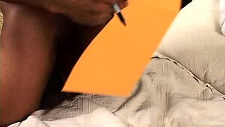 Busty brunette amateur gives sexy blowjob in bedroom