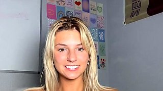 Blonde teen Sierras first erotic masturbation video