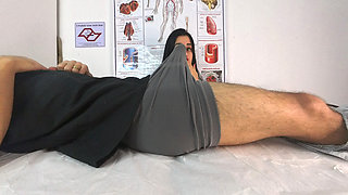 A nurse caught him jerking offand gave him a tittyjob until he came in her mouth!