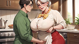 Hot Asian Granny's Romantic  hard fucking with Young Lover,Full Story