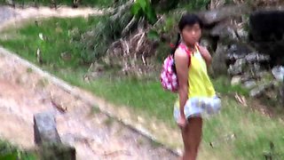 Brunette Amateur Nailed Outdoors In Public