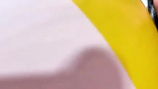 Denim Beach Ball Humiliation. Deepthroat, Popping, Doggy and Double Cum