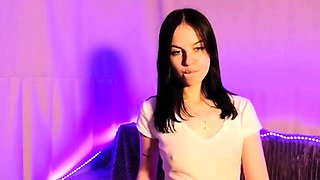 Hot Webcam Brunette in Stockings Masturbates with a Dildo