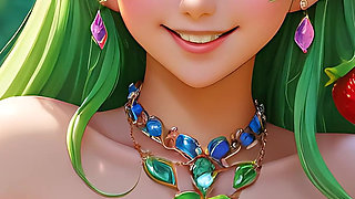 Ai Nude Art - Cartoon Style Nude Adult Woman Eating Strawberry