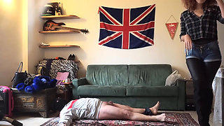 Masked slave punished hard on his cock