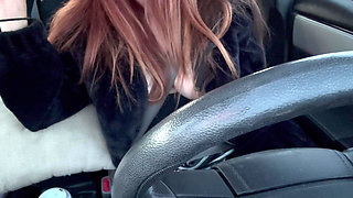 Italian Big Tits Long Hair MILF Artemisia Love Hot Solo Car Ride Driving Around and Flashing Her Big Juicy Tits