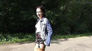 Wanilianna Outdoor Golden Shower & Squirting in Nylon Stockings Garter Belt - Saturday Morning HD