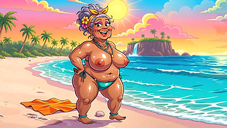 Busty Granny Huge Boobs Beach Tease - New Ai Style