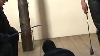 Humiliating dick sucking in masked