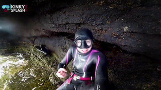 Neoprene Wetsuit & Dive Mask Masturbation by the Sea