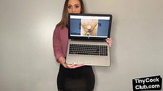 SPH femdom babe talking dirty about small rods in solo