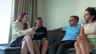 First Time Swingers Swap Wives for Wild Hotel Bed Share Fuck Till Cumshot
