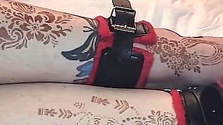 My Beautiful Size 13 Womens Feet and Long Legs Being Flogged and Whipped with a Belt and Crop While Tied Together with Manacles